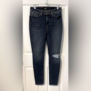 HUDSON Natalie Midrise Super Skinny Distressed Denim Jeans Dark Wash Size 27